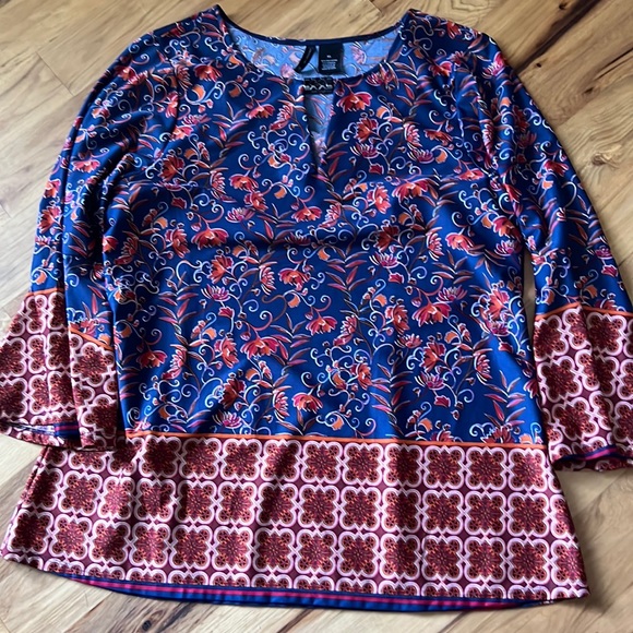 new directions Tops Navy And Orange Dress Shirt Poshmark